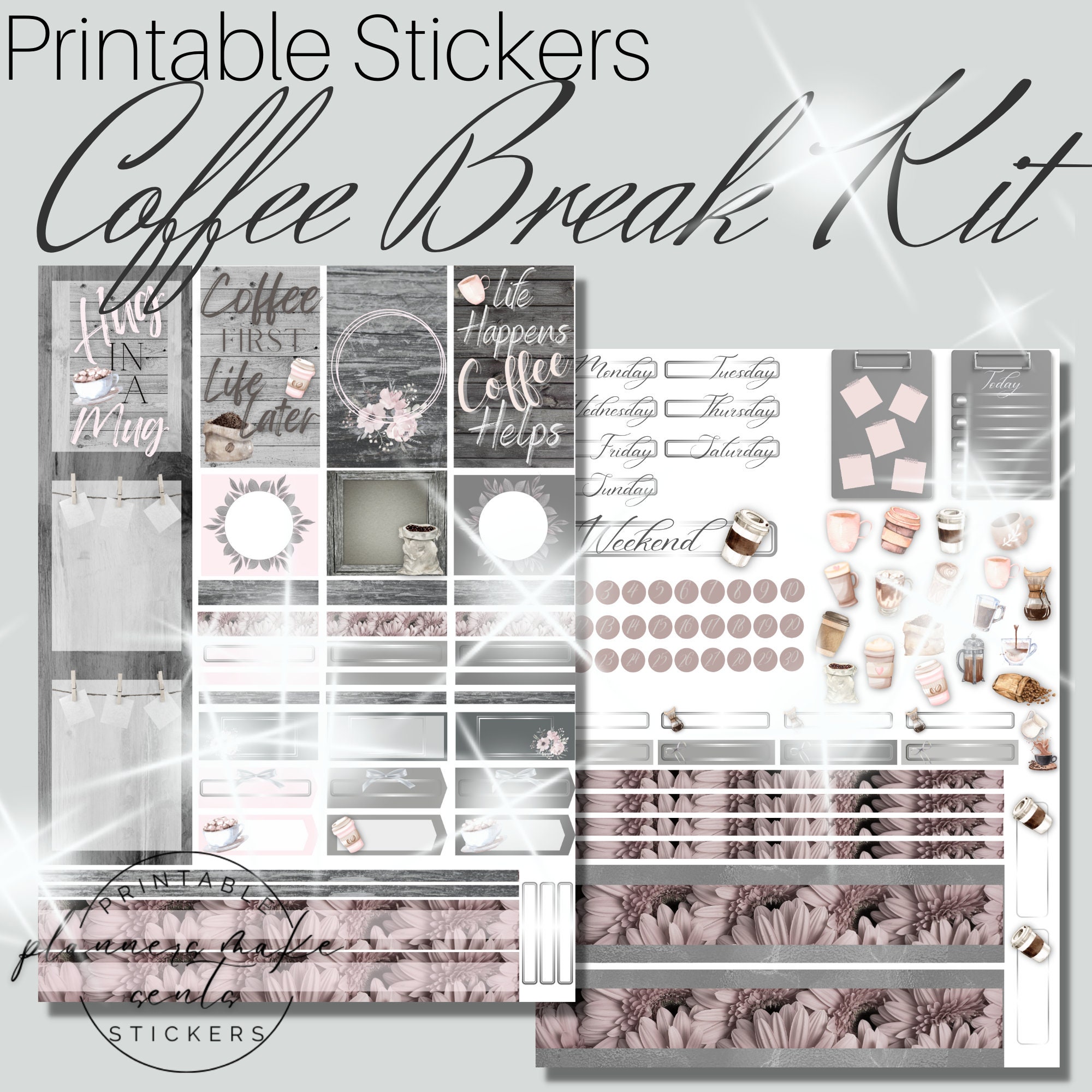 COFFEE LOVERS Printable Planner Stickers/happy Planner/printable Coffee ...