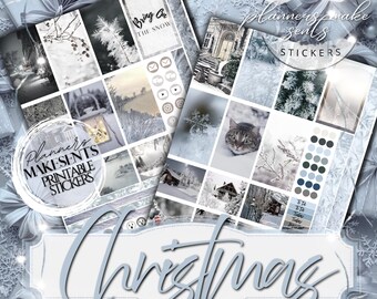 DREAMS OF CHRISTMAS Printable Planner Stickers Bundle/Christmas Planner Stickers/Winter Sticker Bundle/Christmas Planner Kit/Date Cover Dots