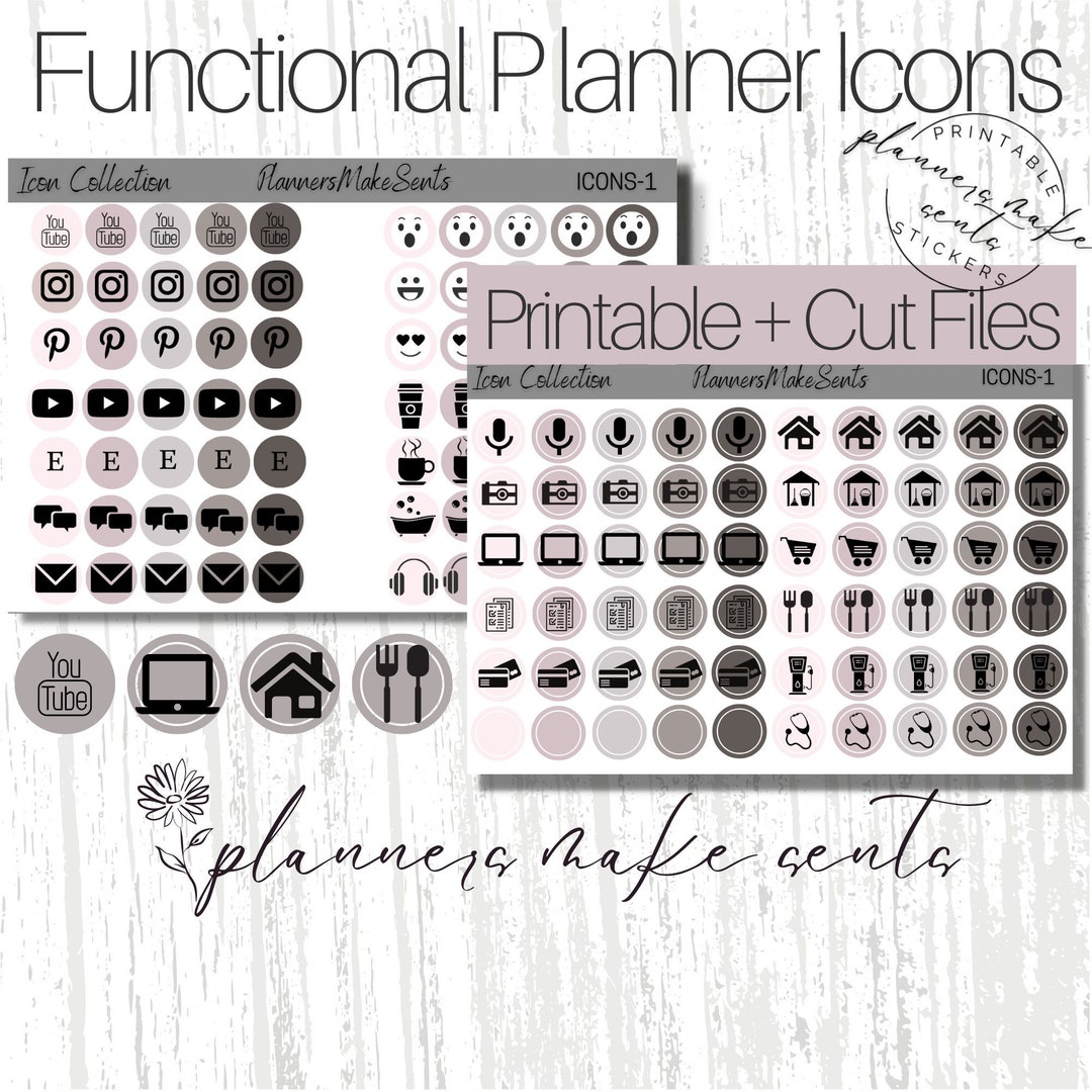 FUNCTIONAL PLANNER ICON Stickers/printable Planner Stickers/social ...