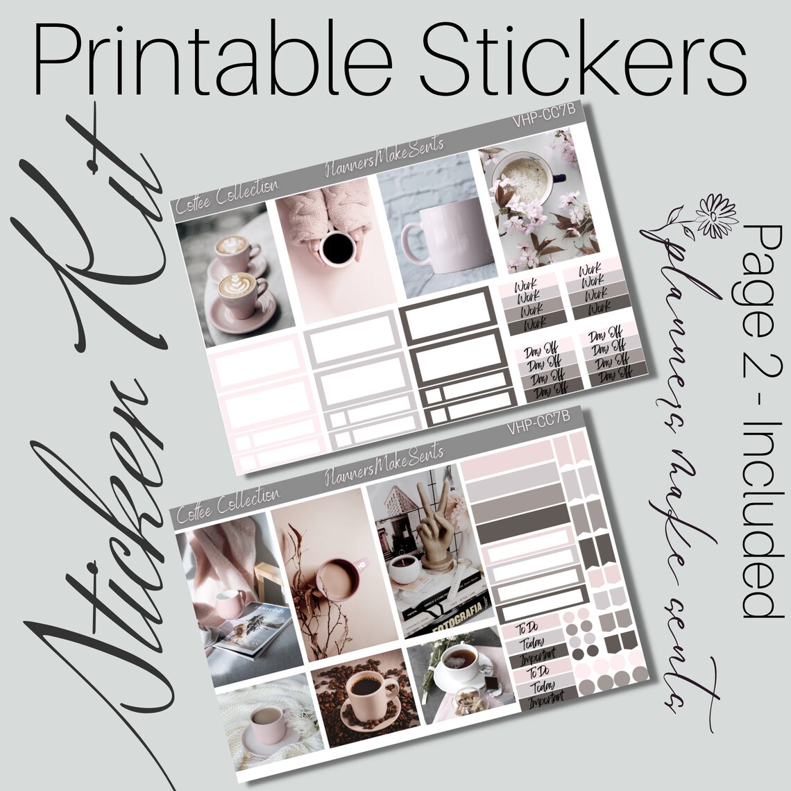 COFFEE LOVERS Printable Planner Sticker/happy Planner/pink Coffee ...