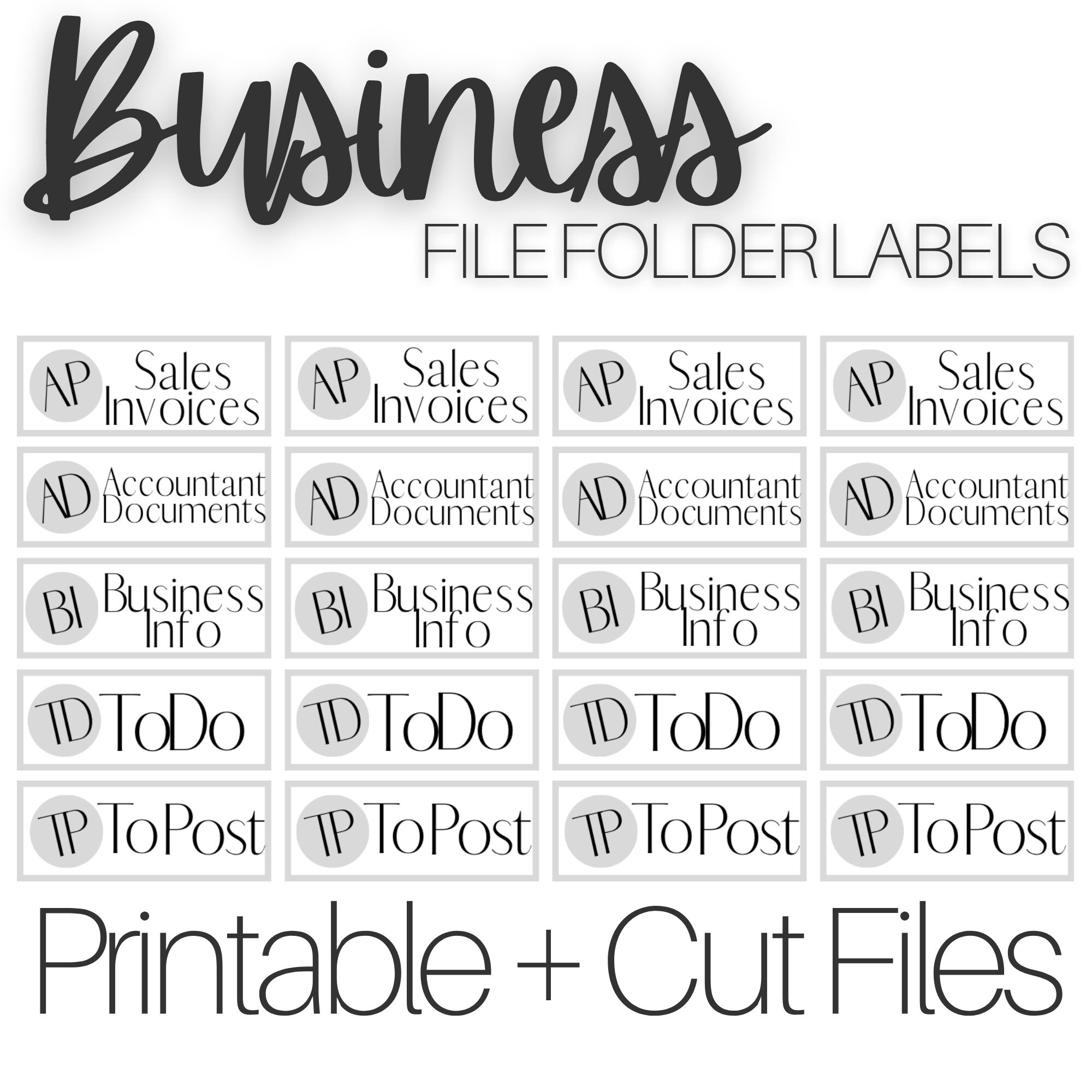 PRINTABLE FOLDER LABELS for Business Paperwork/cut Files for - Etsy
