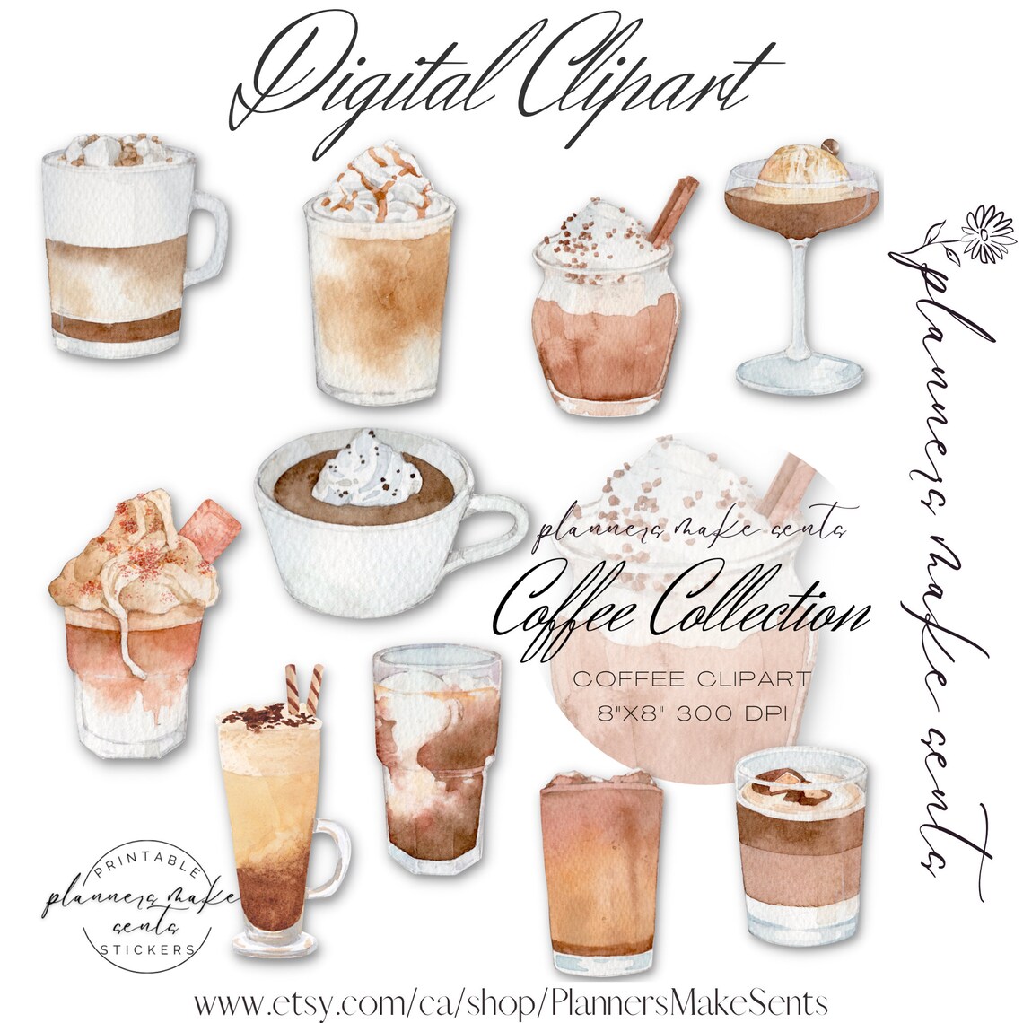 COFFEE SHOP Digital Paper and Clipart Set/printable 12x12 Seamless ...