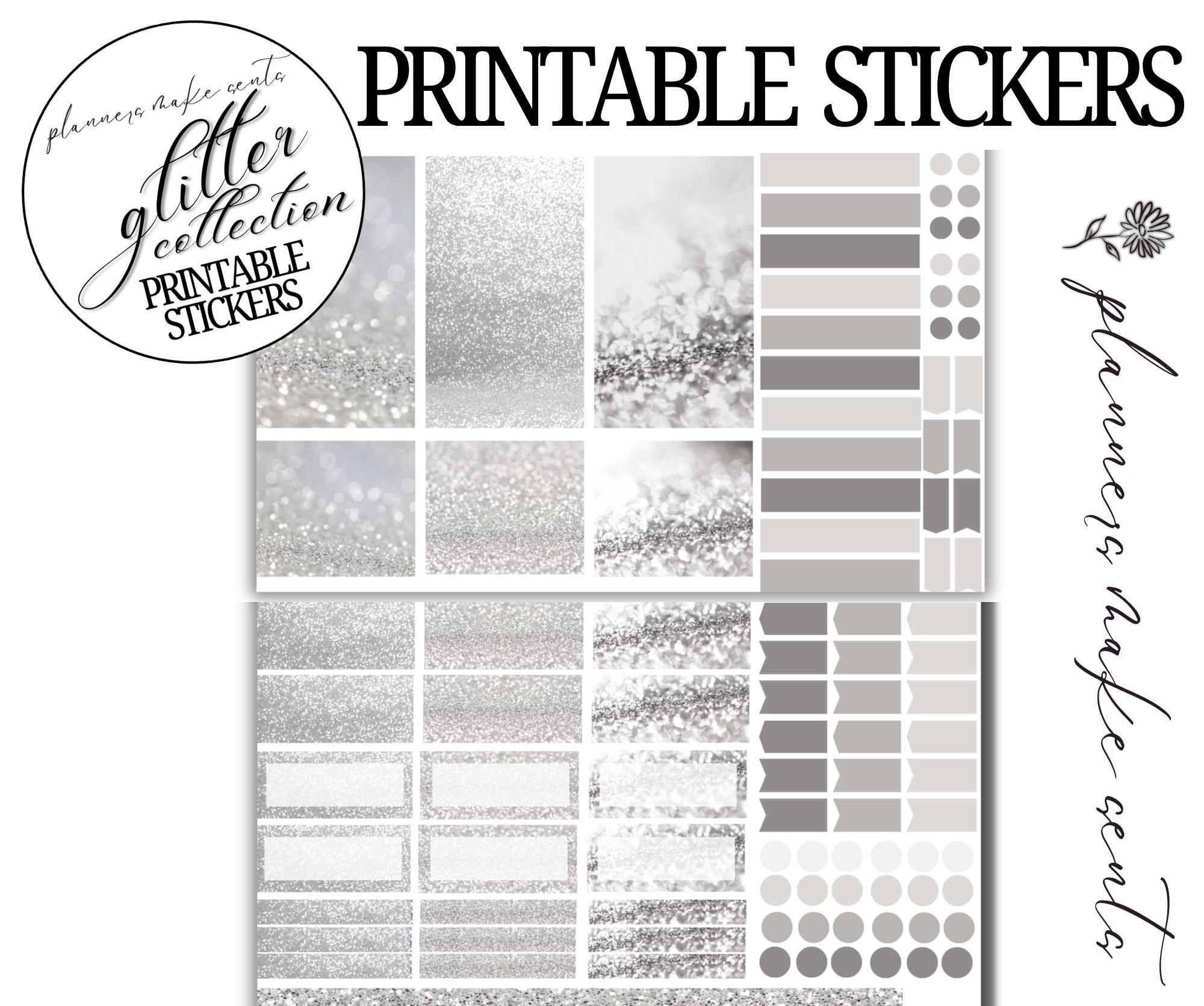 Glitzer Sticker SILVER SHIMMER PRINTABLE Glitter Box Stickers/functional Glitter ...