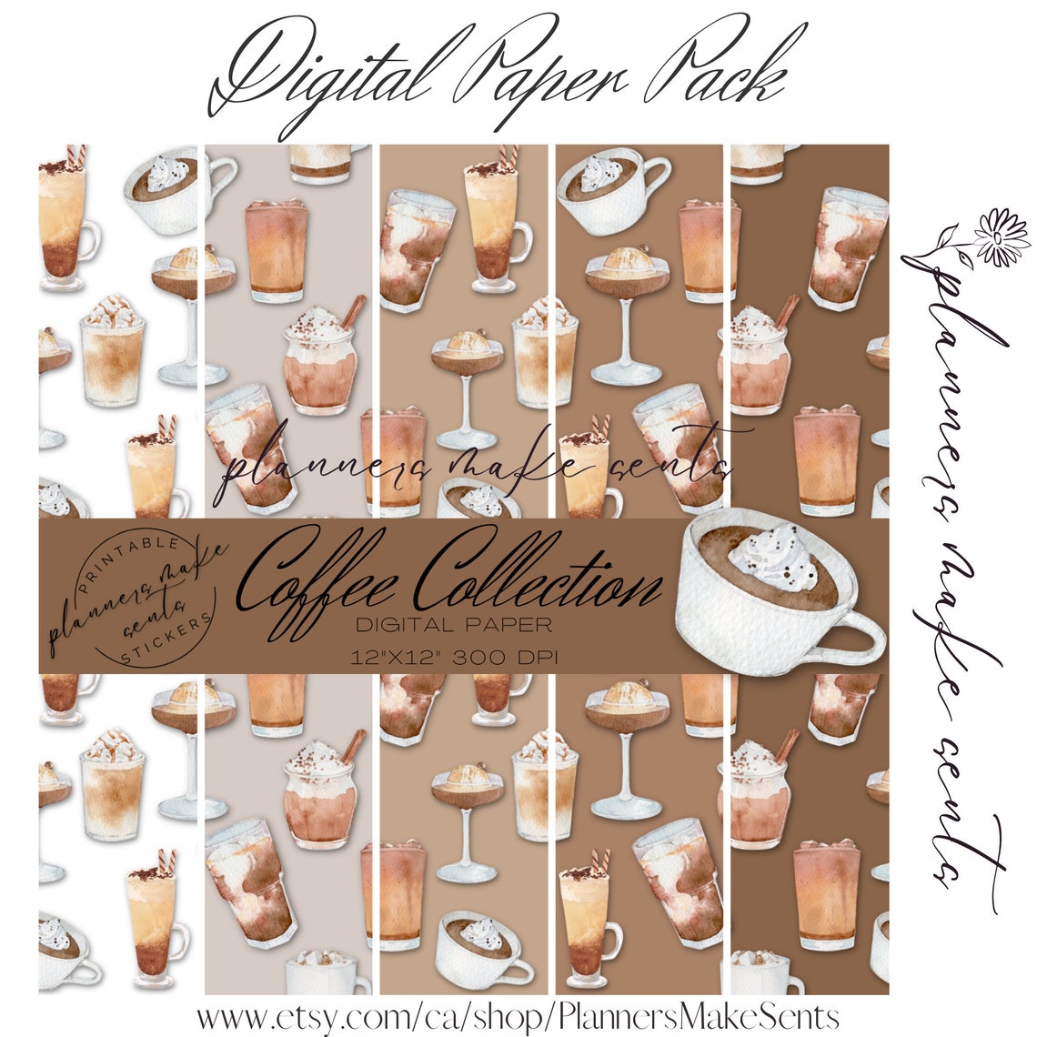 COFFEE SHOP Digital Paper and Clipart Set/printable 12x12 Seamless ...