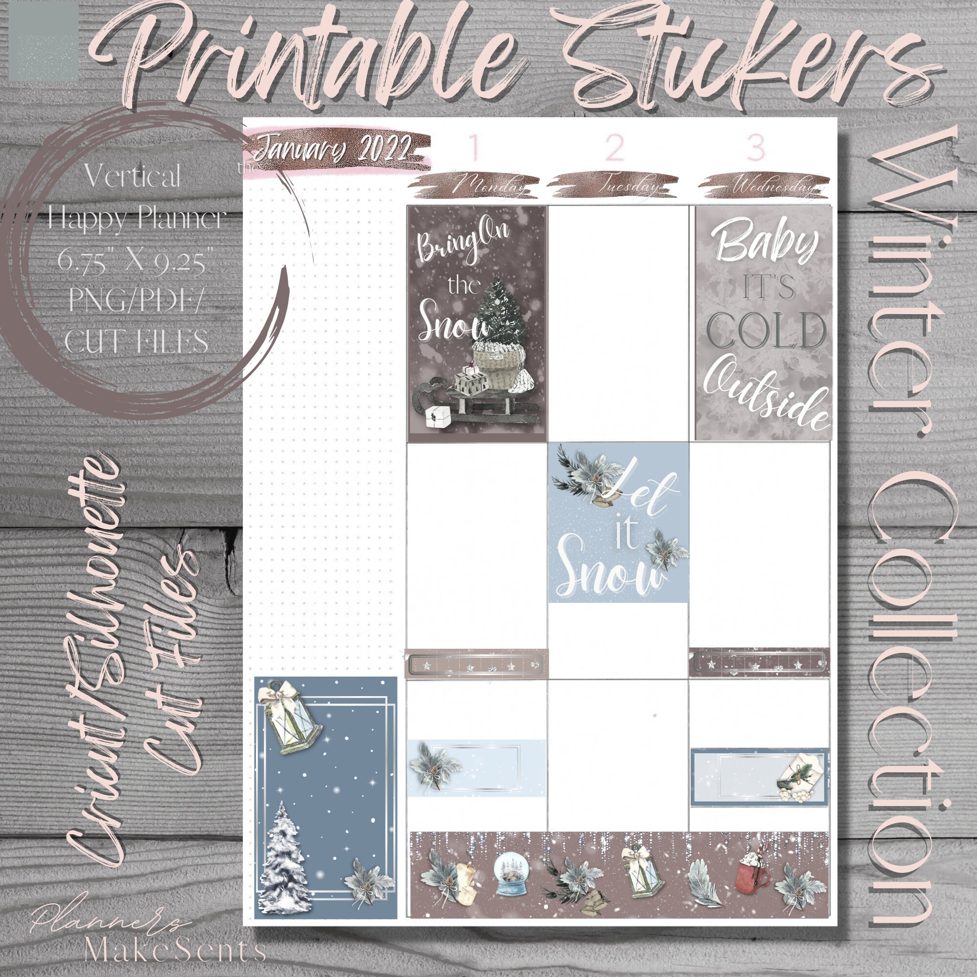 WINTER SEASON Printable Planner Stickers/happy Planner/december Weekly ...