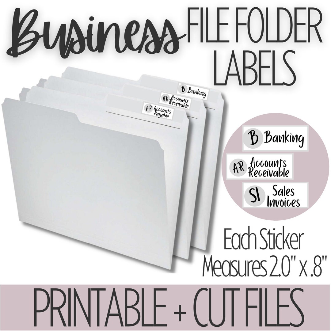 PRINTABLE FOLDER LABELS for Business Paperwork/cut Files for - Etsy