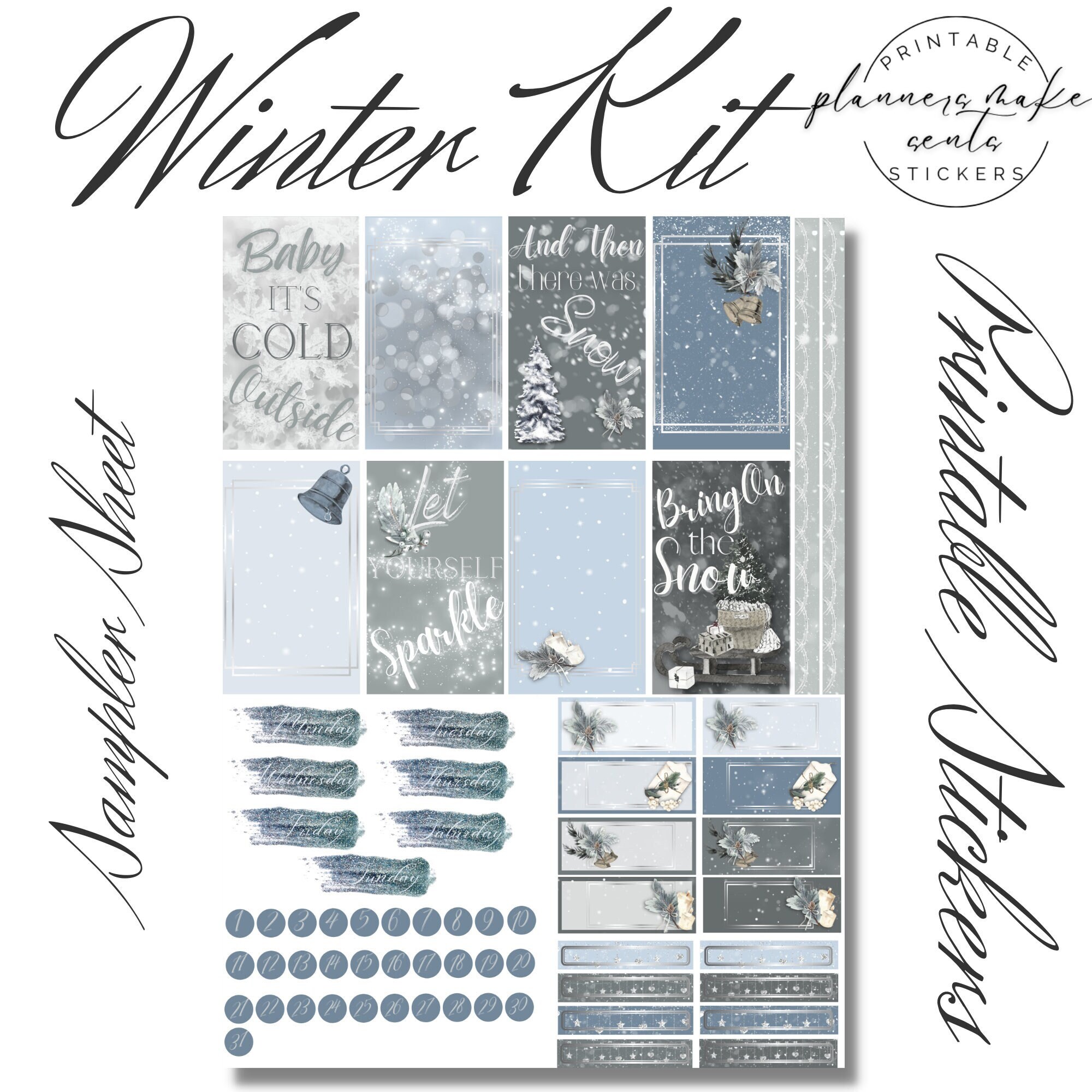 WINTER WONDERLAND Printable Planner Stickers/date Covers/christmas ...