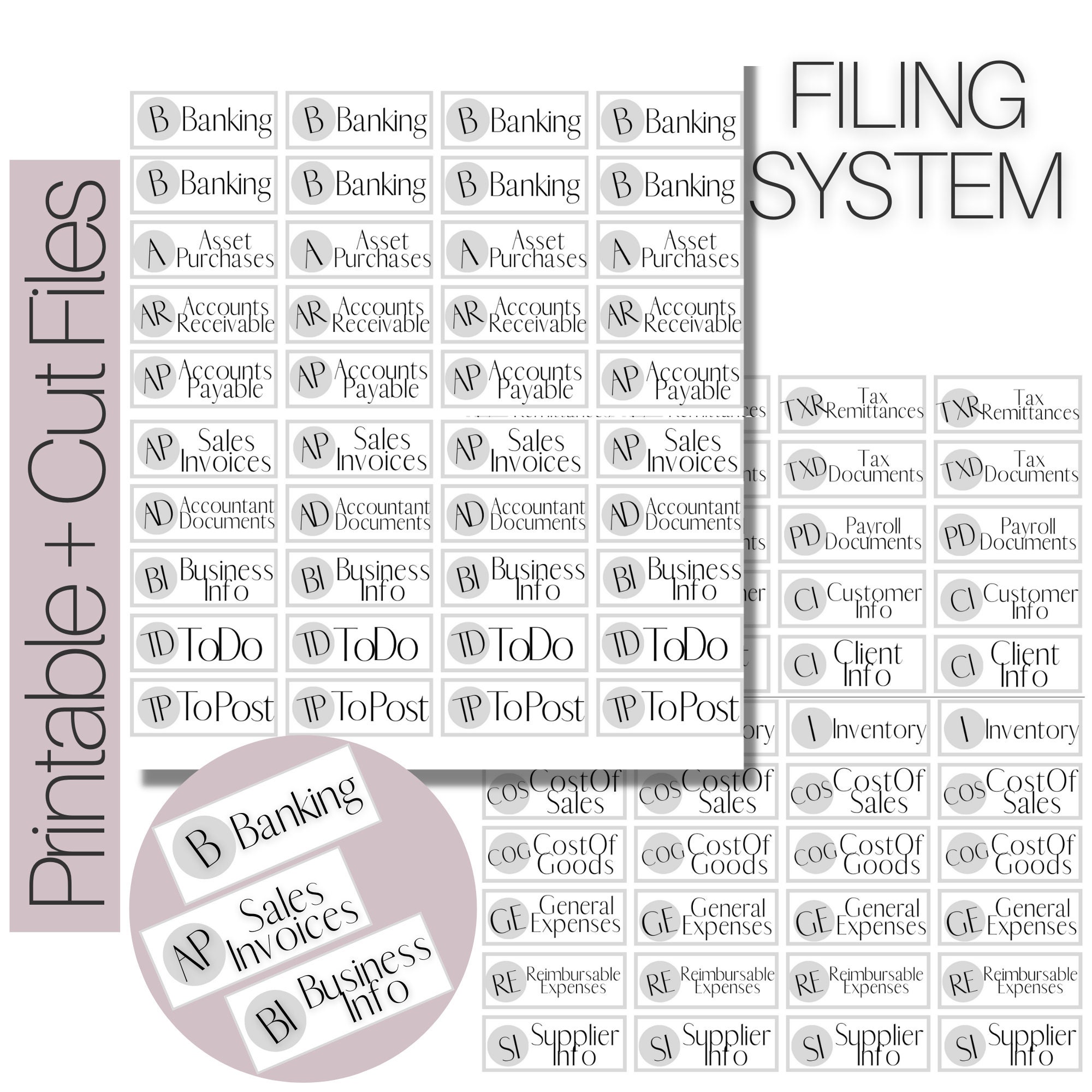 PRINTABLE FOLDER LABELS for Business Paperwork/cut Files for - Etsy