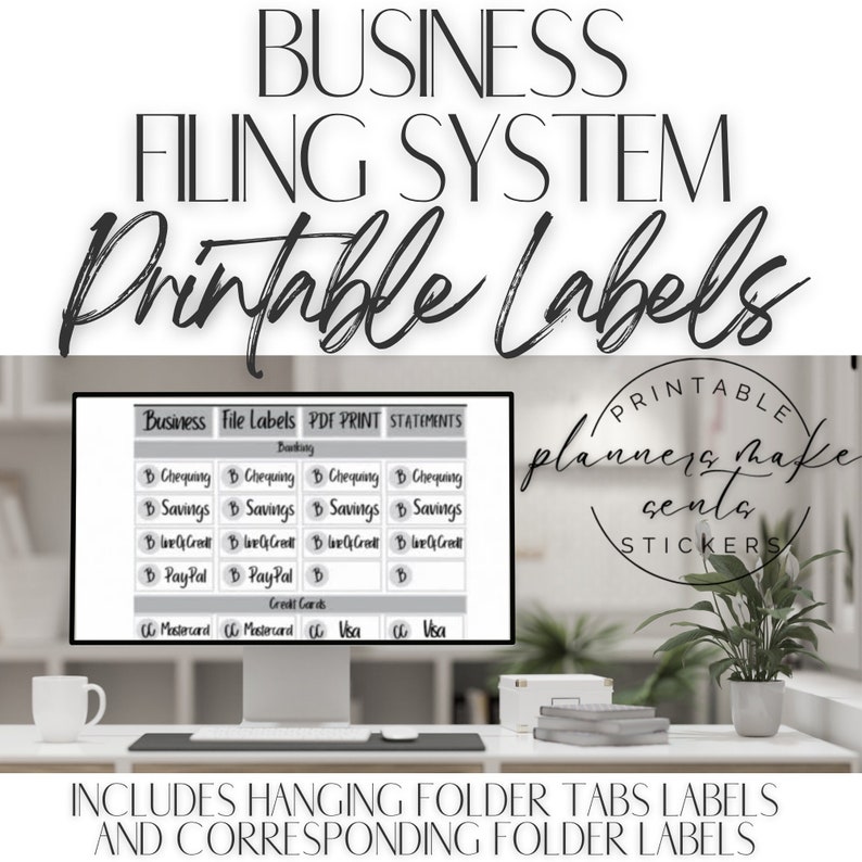 Business filing system printable labels business paperwork printable