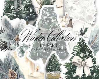 WINTER DREAMS Illustrated Clipart/Christmas Digital Art/Winter Clipart/Christmas Present/Digital Scrapbooking/Commercial Use/Winter Deco