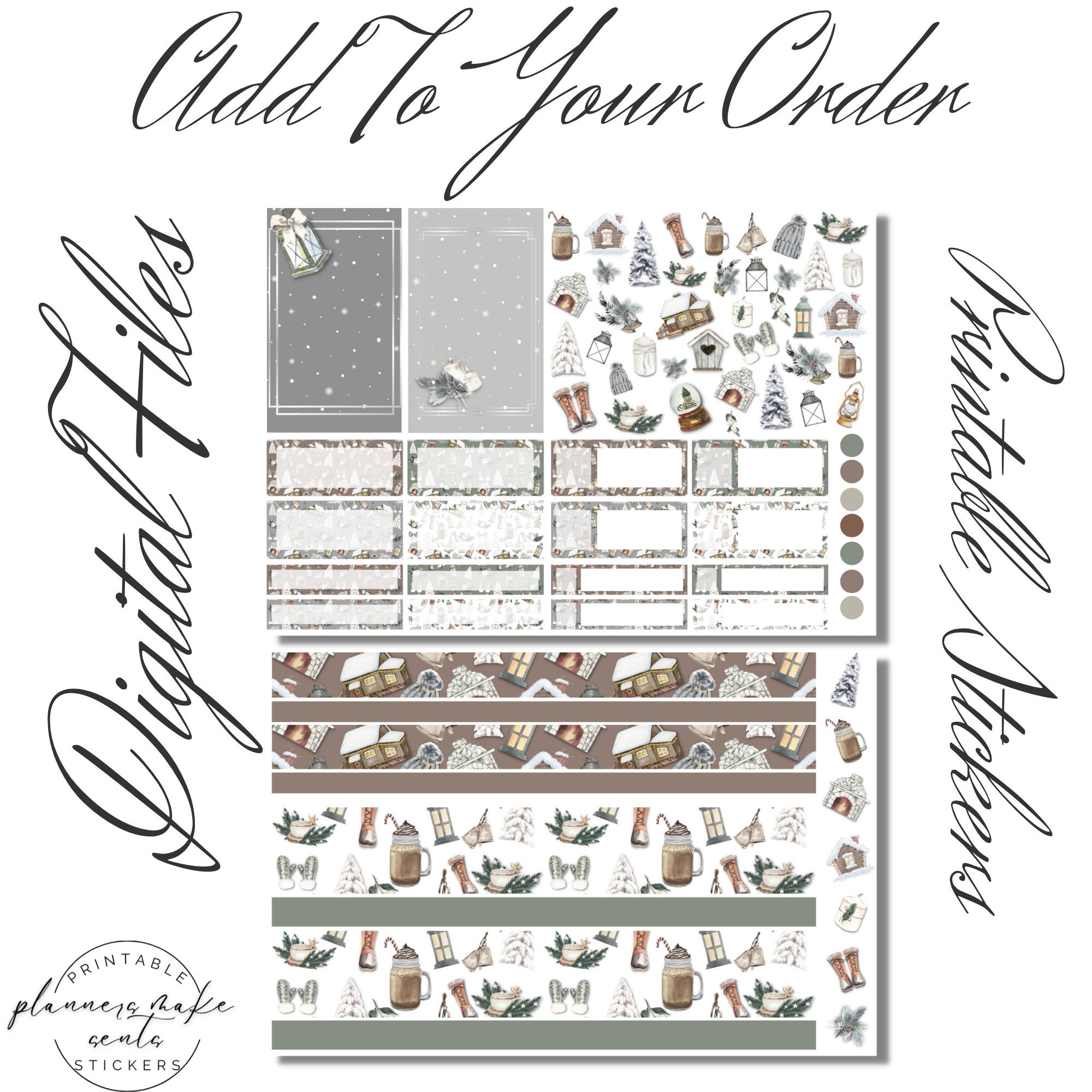COZY WINTER SCENERY Printable Planner Stickers/vertical Happy Planner ...
