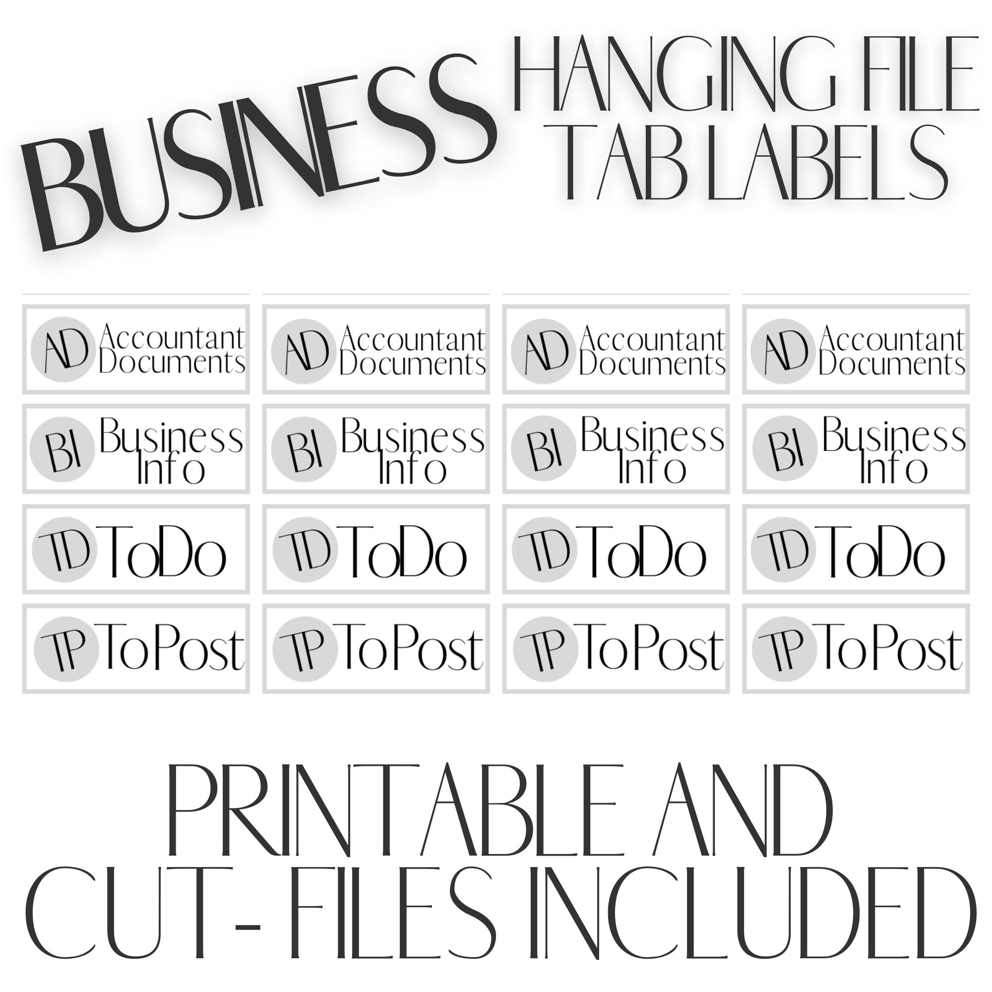 PRINTABLE FOLDER LABELS for Business Paperwork/cut Files for Silhouette ...