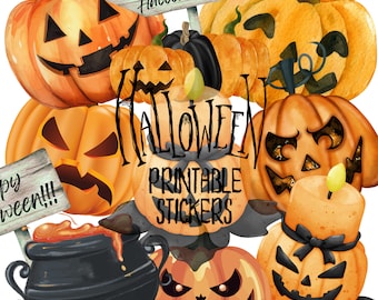 Kit d'autocollants à imprimer HALLOWEEN/autocollants d'agenda imprimables/Happy Planner/autocollants citrouille effrayante/kits déco de journal/octobre