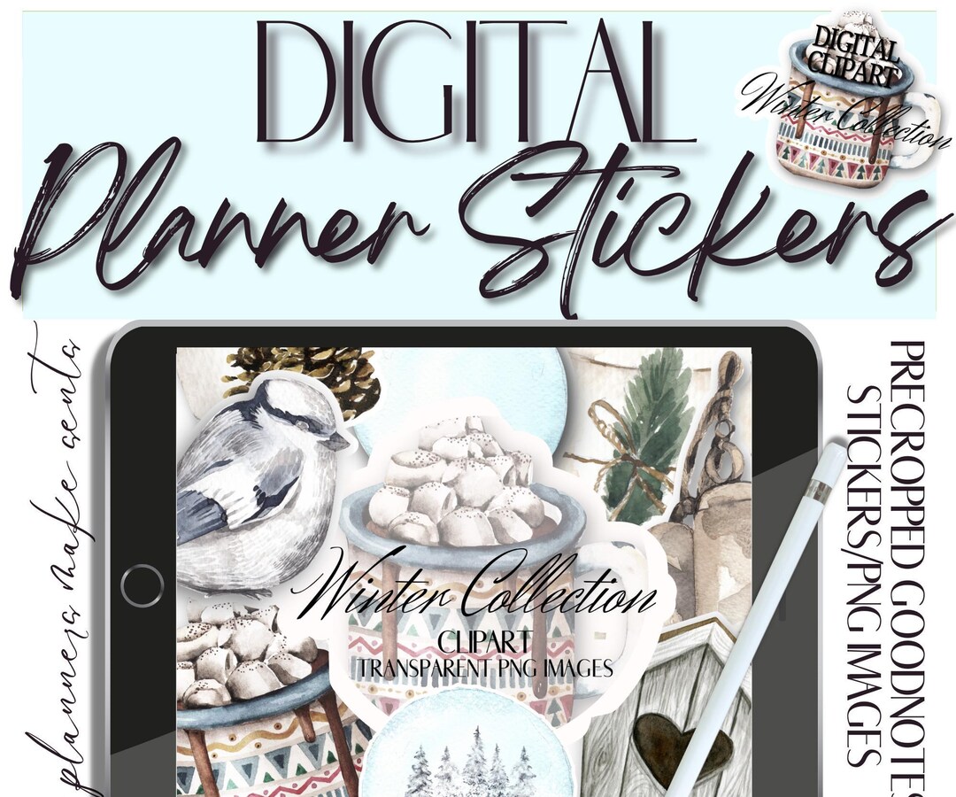 PRECROPPED COZY WINTER Goodnotes Stickers/illustrated Digital Stickers ...