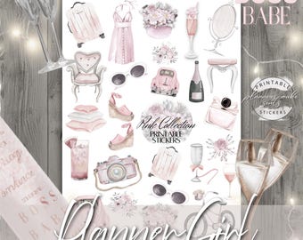 GLAM PLANNER GIRL Printable Planner Stickers/Happy Planner/Boss Babe Sticker/Pink Planner Sticker Kit/Pink Bullet Journal Deco/Planner Mama