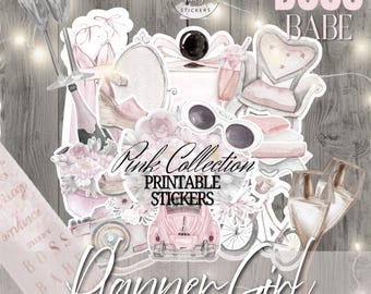 GLAM PLANNER Girl Printable Planner Stickers/Happy Planner/Boss Babe Sticker/Pink Planner Sticker Kit/Pink Bullet Journal Deco/Planner Mama