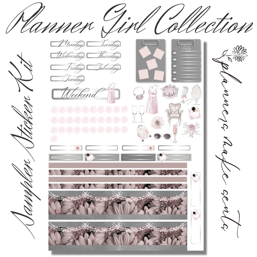 PINK PLANNER GIRL Printable Planner Stickers/pink Stickers/weekly
