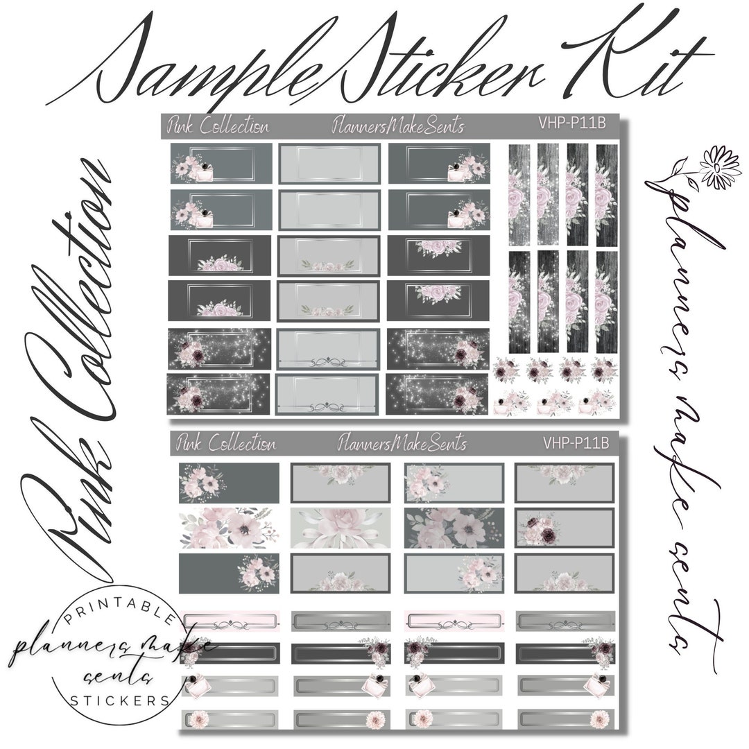 PRETTY IN PINK Floral Box Sticker Kit/printable Planner Stickers ...