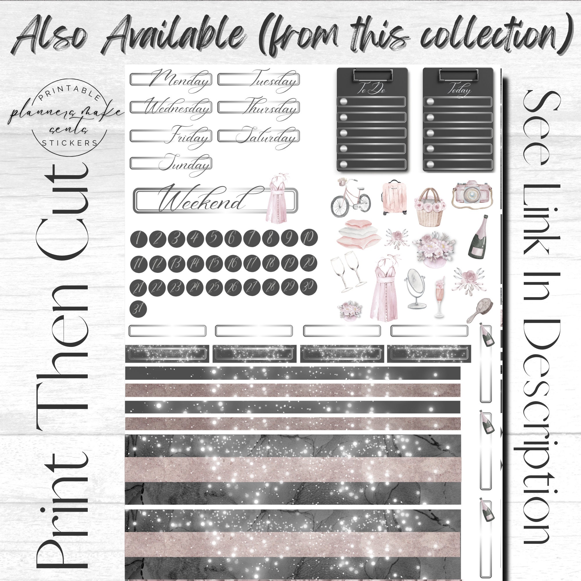 PINK PLANNER GIRL Printable Planner Stickers/happy Etsy