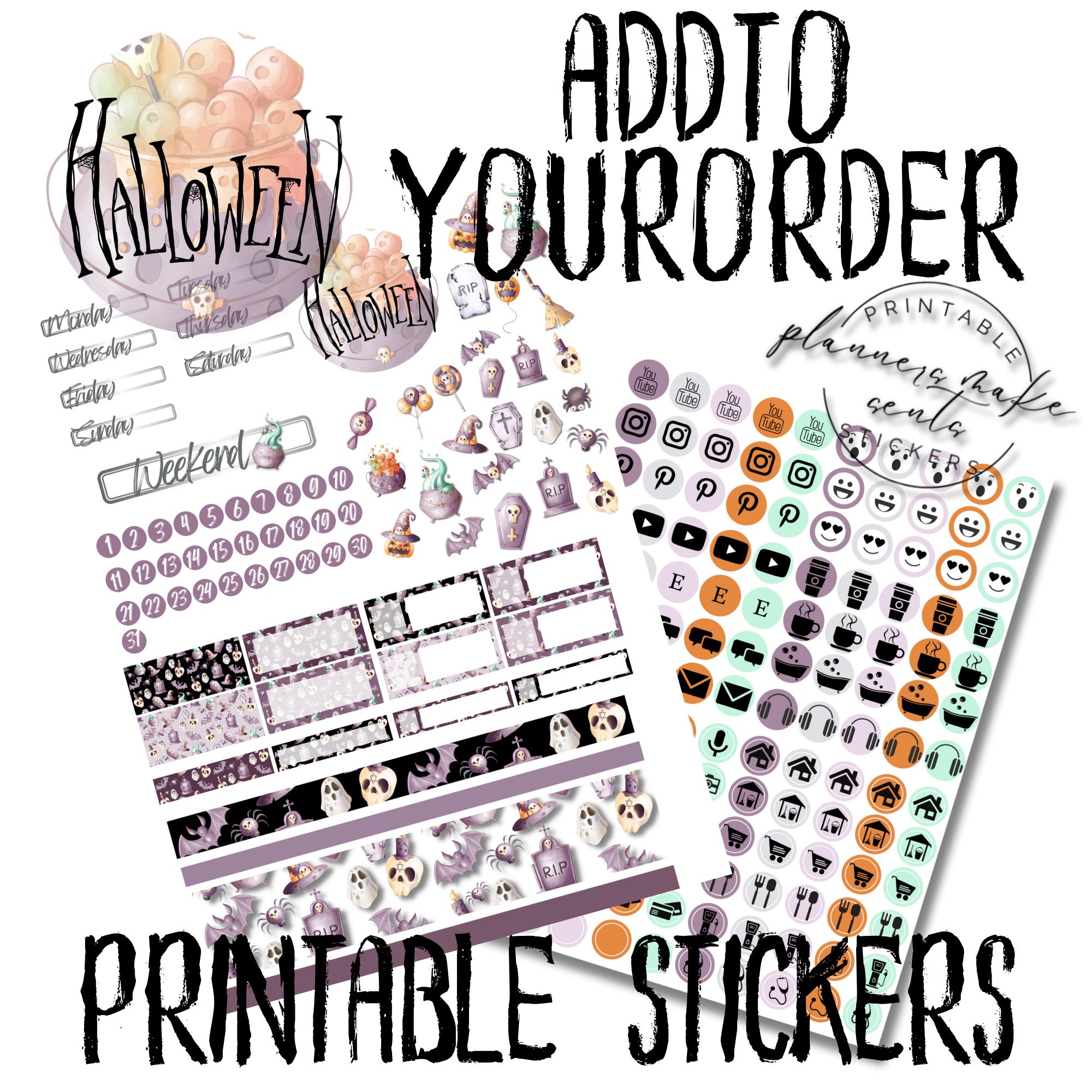 CUTE HALLOWEEN Bundle Sticker Kit/3 Printable Planner Stickers/happy ...