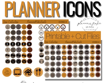 TASK PLANNER ICON Stickers/Printable Planner Icons/Social Media Stickers/Circle Icons/Task Icons/Neutral Color Icons/Cut Files/To Do List
