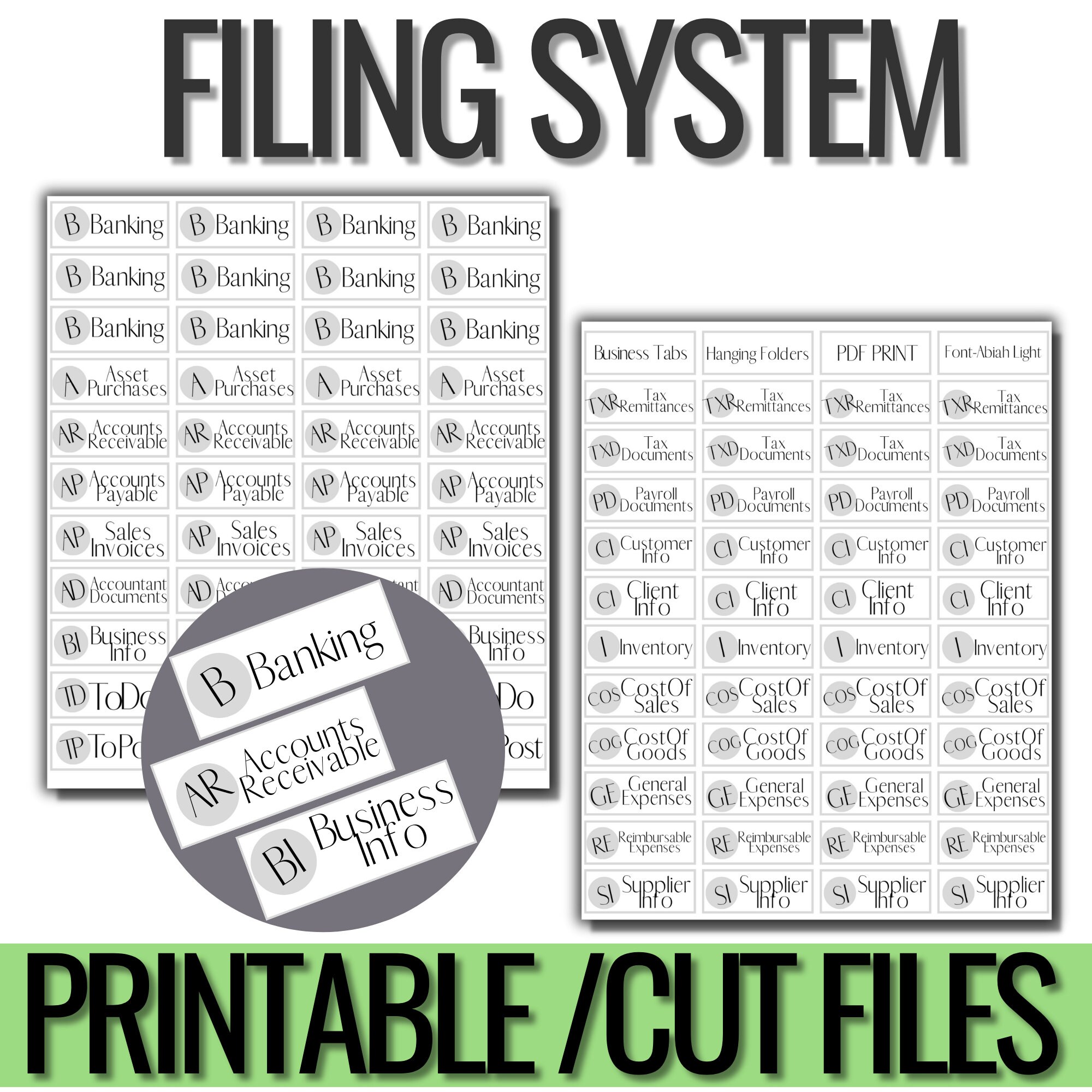 PRINTABLE FOLDER LABELS for Business Paperwork/cut Files for Silhouette ...