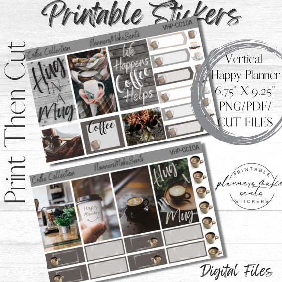 COFFEE BREAK Printable Planner Stickers/vertical Happy - Etsy