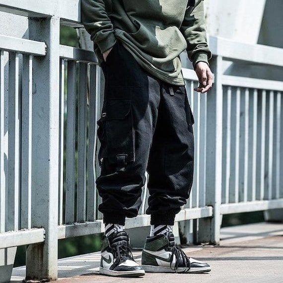 Black Green Baggy Cargo Pockets Streetwear Tactical Joggers - Etsy