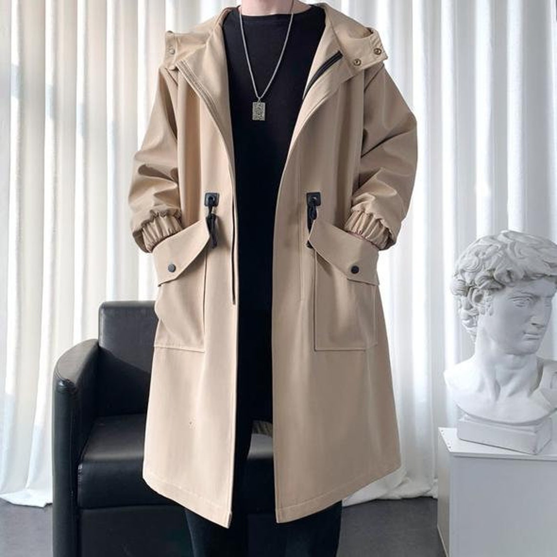 K-drama Style Trench Coat Korean Fashion Streetwear / | Etsy