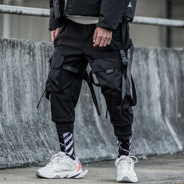 Dark Ribbons Cargo Joggers Streetwear Tactical Pants 