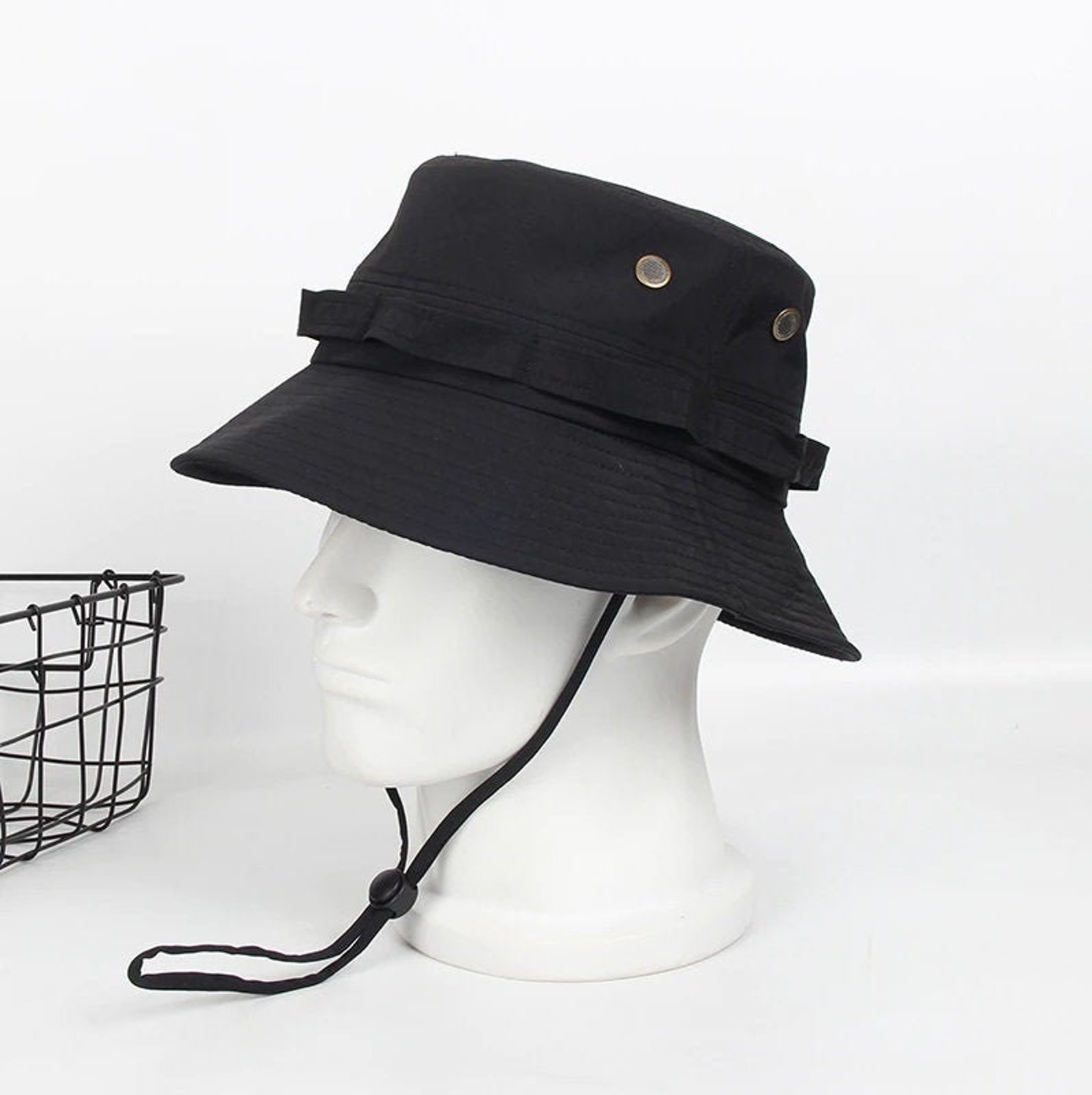 The Classic Bucket Hat Drawstring Minimalist Techwear / Etsy