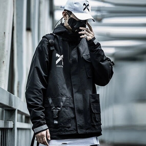 Hooded Tactical Windbreaker - Multi-pocket Design - Easy Access - Streetwear + Techwear Fashion