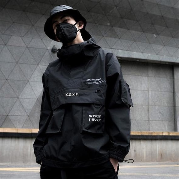 TWKRCO Black Multi-pocket Tactical Techwear Streetwear Windbreaker Jacket