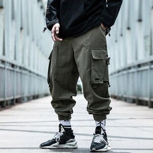 Black Green Baggy Cargo Pockets Streetwear Tactical Joggers - Etsy