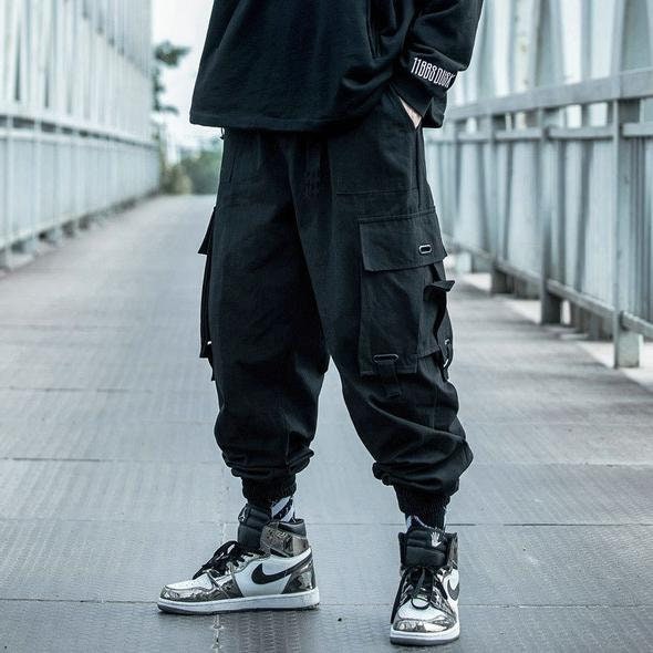 Black Green Baggy Cargo Pockets Streetwear Tactical Joggers - Etsy