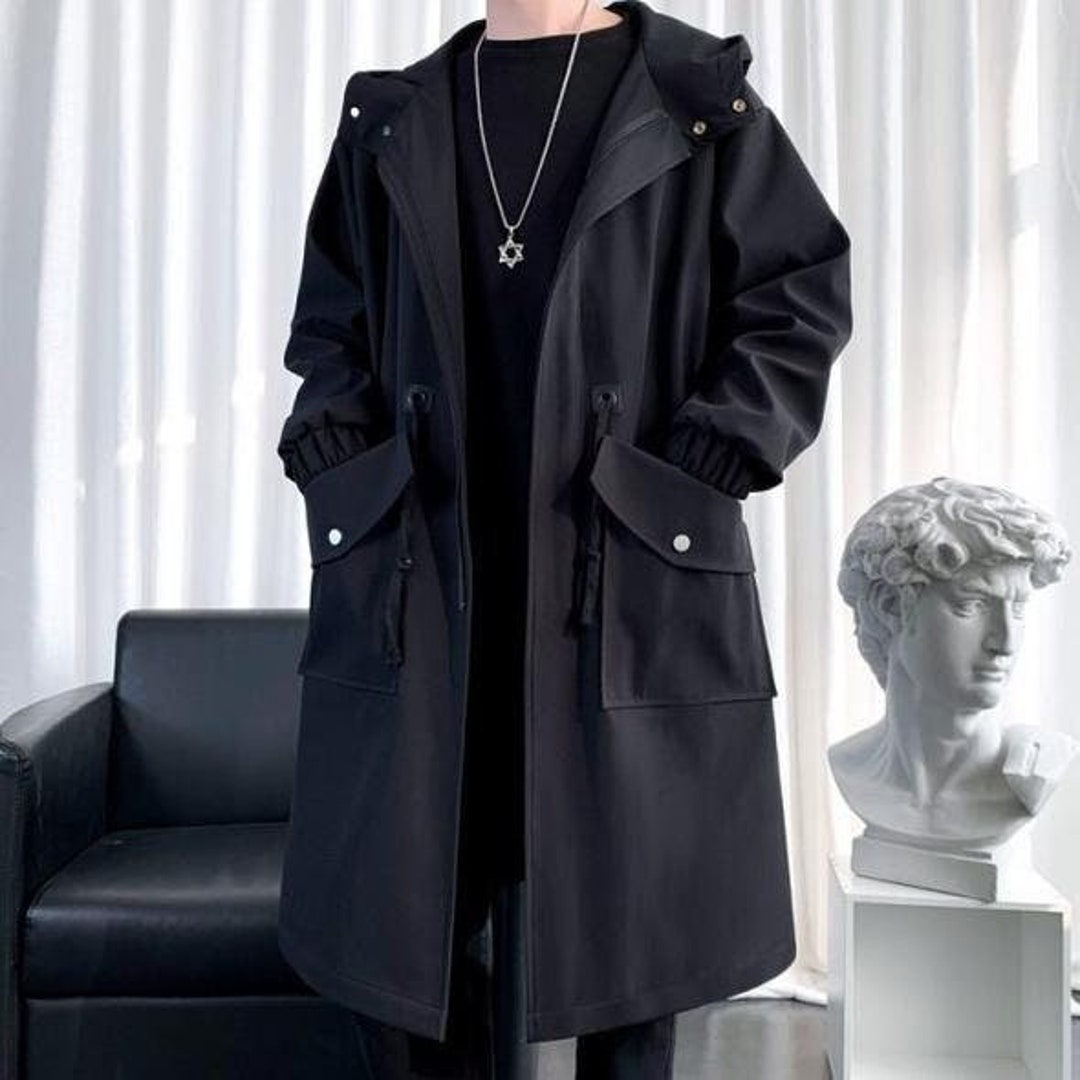 K-drama Style Trench Coat Korean Fashion Streetwear / Techwear - Etsy