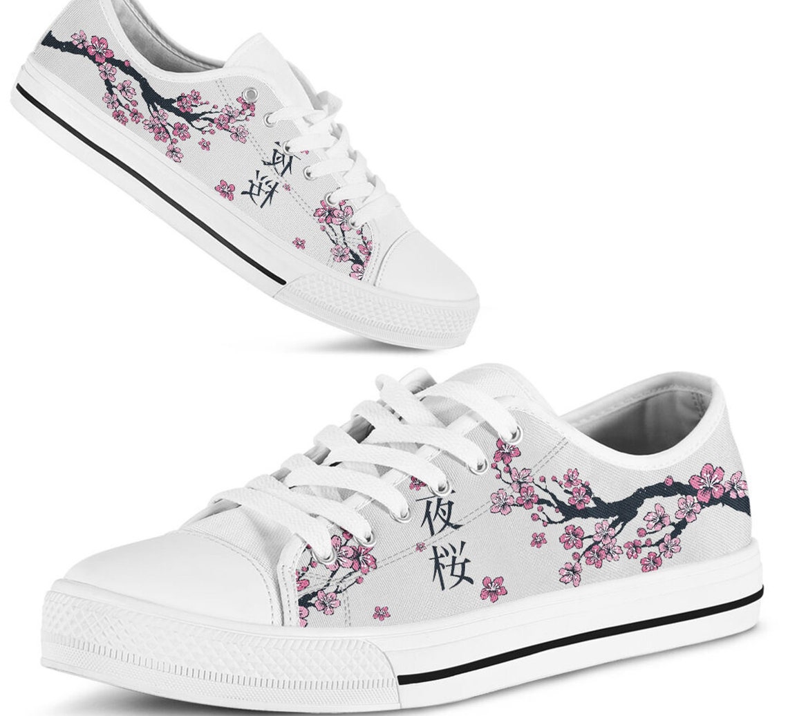 Japanese Sakura Low Top Cherry Blossom Low Top Shoes Sakura | Etsy