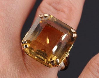 Anillo de citrino de 5,50 quilates, certificado natural AAA+ y hecho a mano: plata de ley 925 chapada en oro