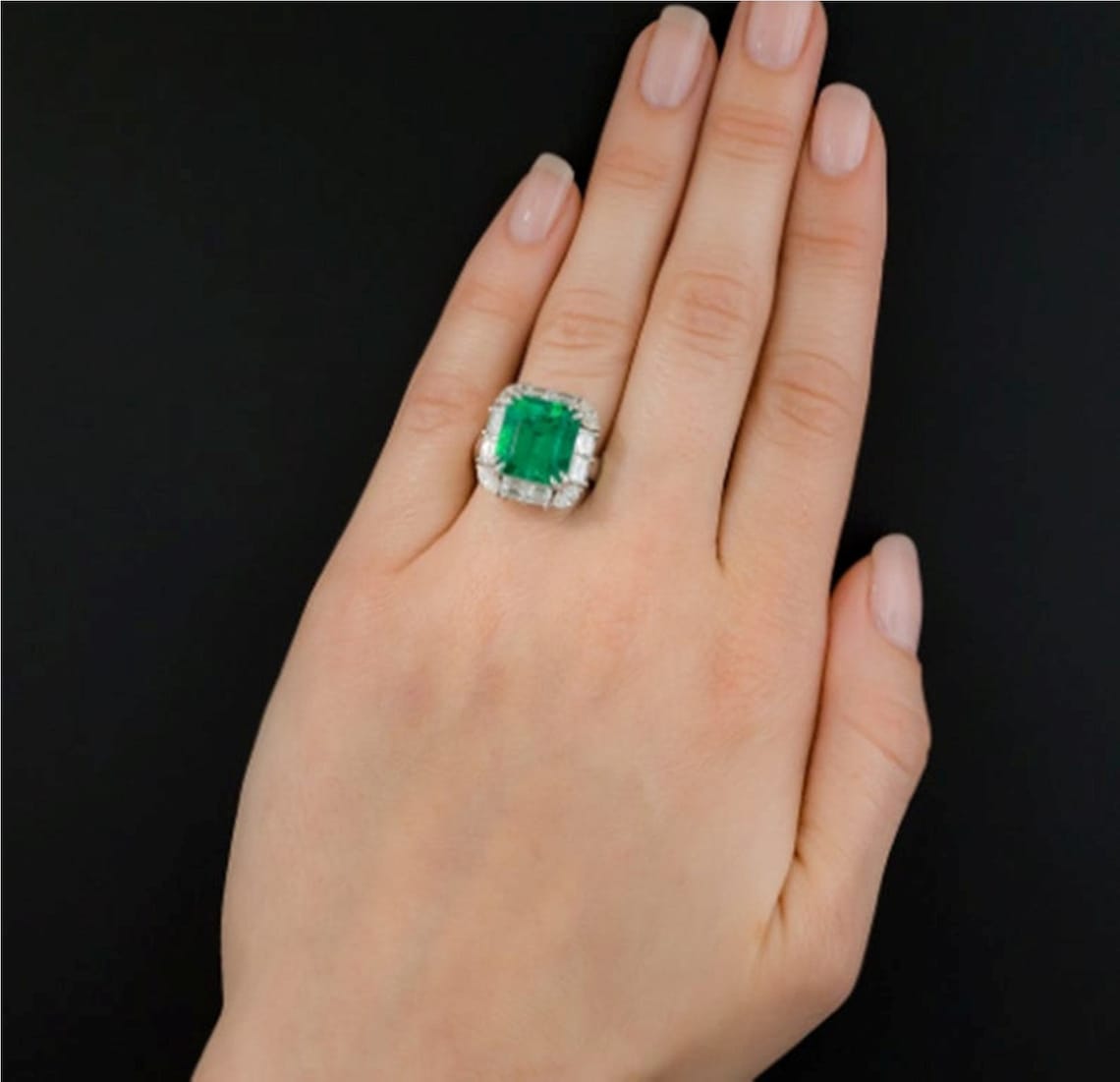 Natural Art Deco Emerald Ring/925 Sterling Silver/handmade - Etsy