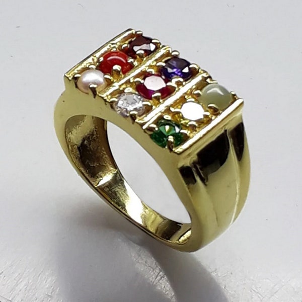 Natural Navaratna ring/Certified Navaratna Stone ring/Original 9 gems/astrological purposes ring/Handmade Ring