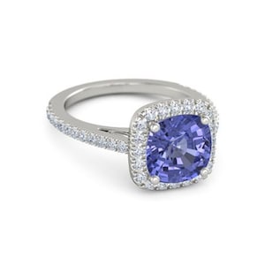 AAA+ Naturcertifierad AAA+ Naturlig Kudde Tanzanitring 6,00 karat, 925 sterlingsilver, handgjord ring för kvinnor bild 2