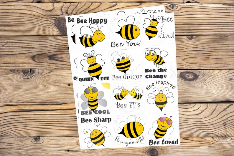 3 Inch Bee Sticker Set Vinyl Laptop Stickers Bumble Bee Stickers for ...