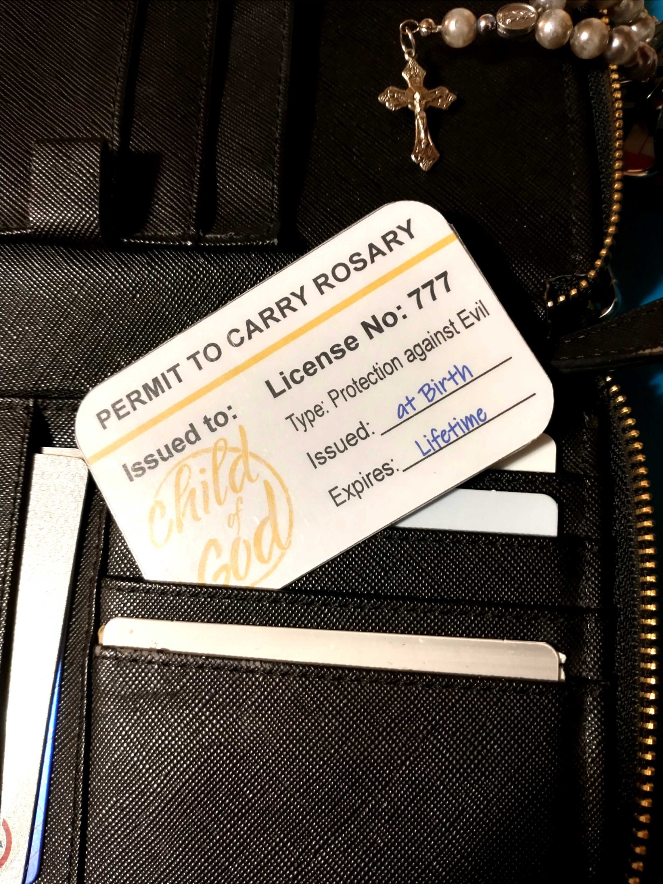 California Rda Pocket License Permit to Carry Rosary Card | Rosary License | Catholic Rosary Pocket ...