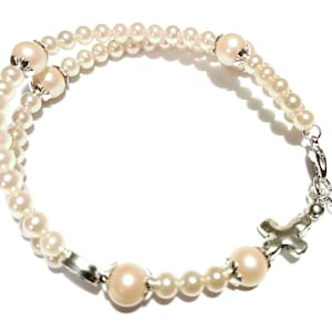 Ivory Rosary Bracelet | Five Decade Full Size Rosary Wrap around Bracelet | Catholic Prayer Bead Bracelet | Handmade Catholic Gifts for Her