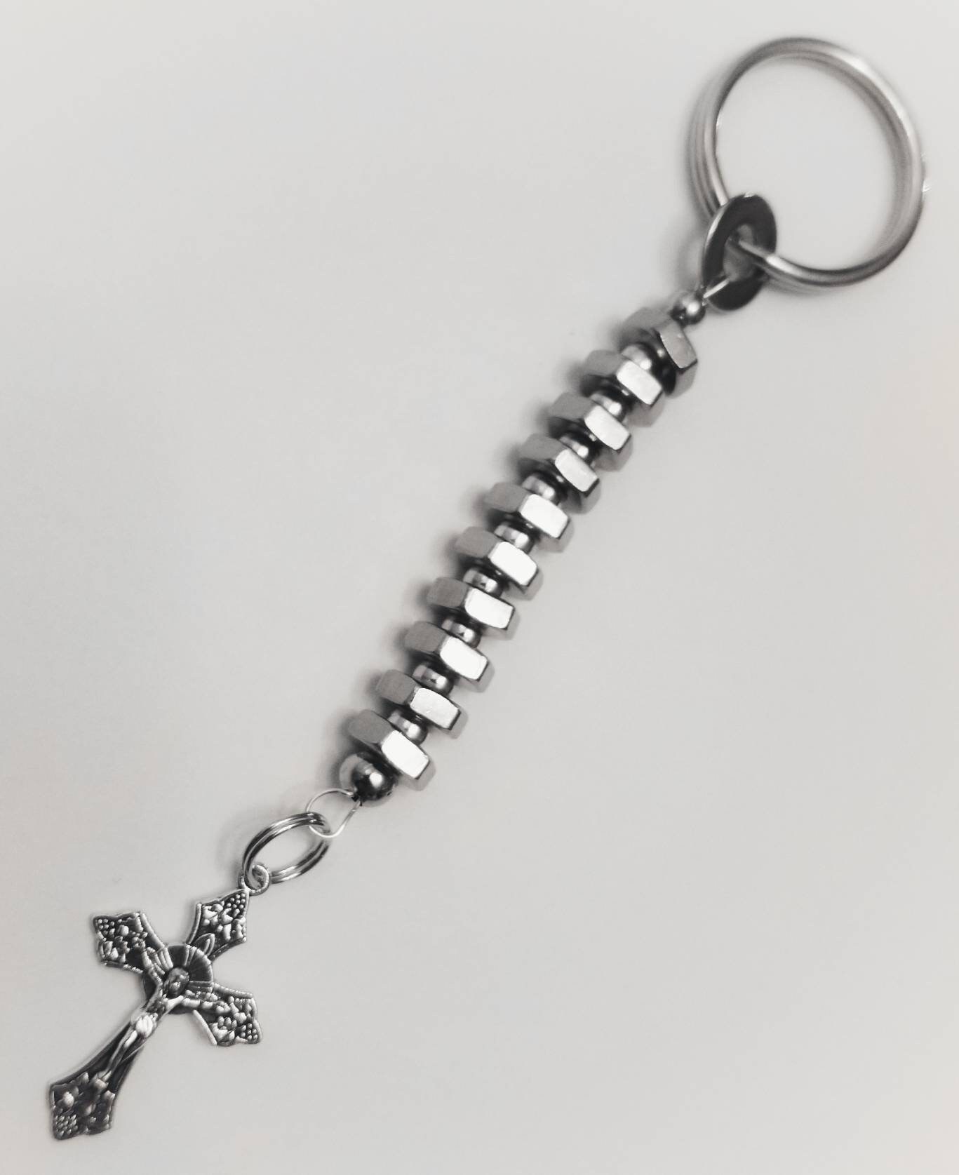 1 Decade Rosary Keychain Gift for Tool Man. Rugged Rear View - Etsy