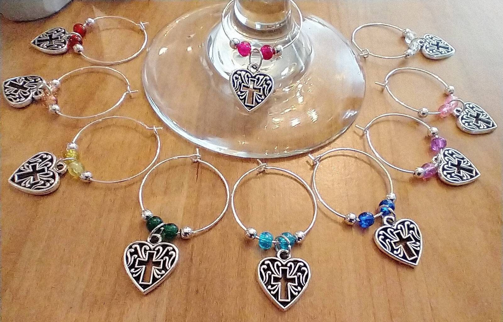 Elegant Christian Wine Glass Charms for Weddings Bachelorette Etsy