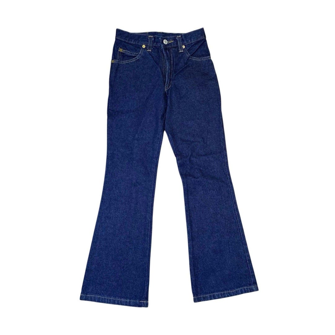 Calça Jeans Flare ISHU Y2K: Jeans Azul Escuro Vintage, 24