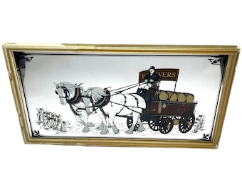 Vintage 70’s Pub Style Mirror Horse Drawn Cart ‘Flowers’