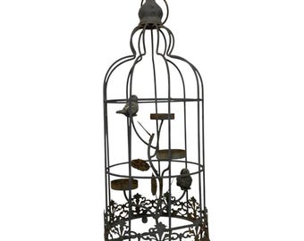 Vintage Metal Birdcage Candle Holder: Rustic Shabby Chic Decor
