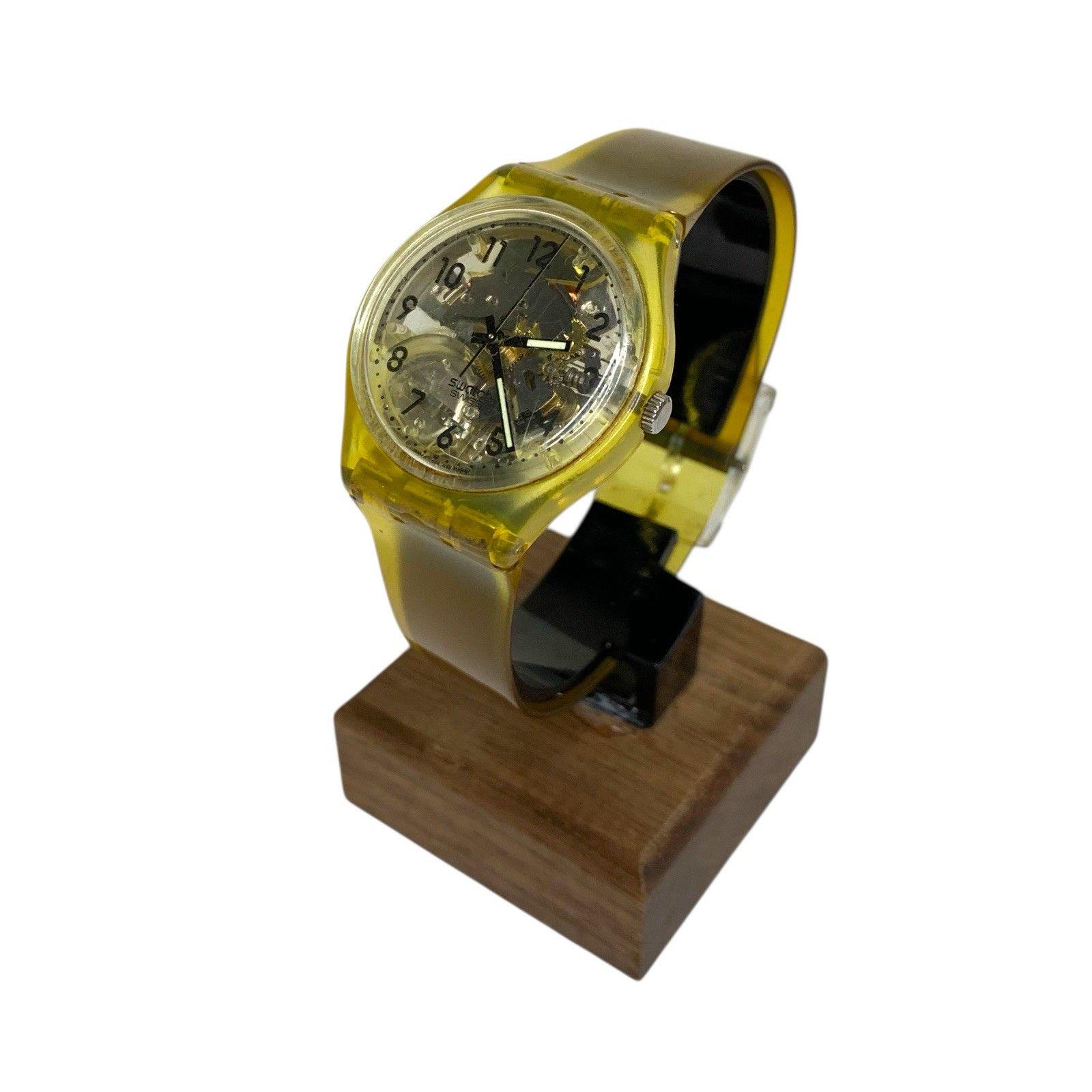 Vintage Swatch GK209 Golden Clear Jelly Skeleton Watch 1994